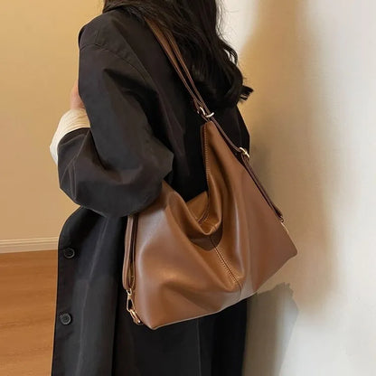 Multi-purpose PU shoulder bag for college and commuting in black, beige, brown or coffee