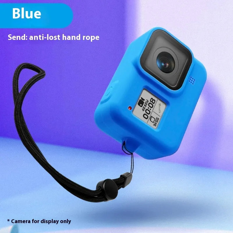 GoPro Hero8 Black silicone protective sleeve with anti-lost carrying strap in blue