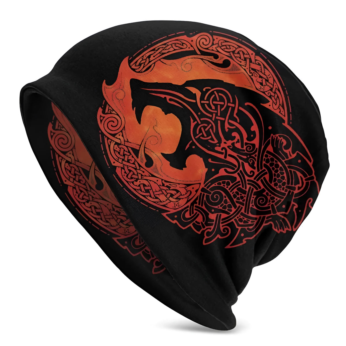 Viking totem wolf print double-layer elastic sleeve cap in various colours for hip hop street dance