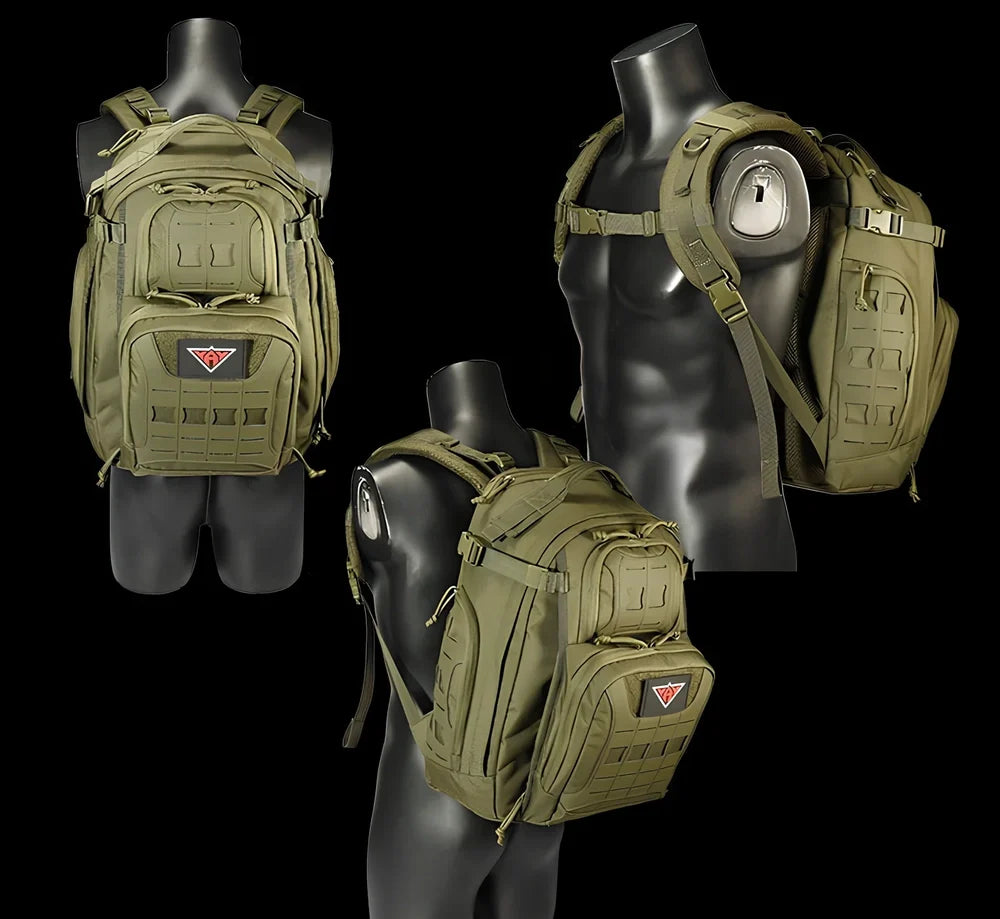 45L camouflage tactical backpack with multiple compartments for mountain climbing gear