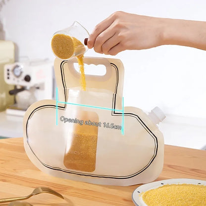 Cream coloured grain storage bag with large opening for rice wheat beans storage