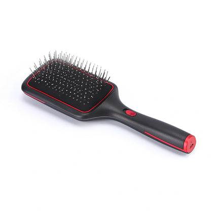 Black wireless straight hair comb with tourmaline ceramic 15mm heating elements and negative ion technology