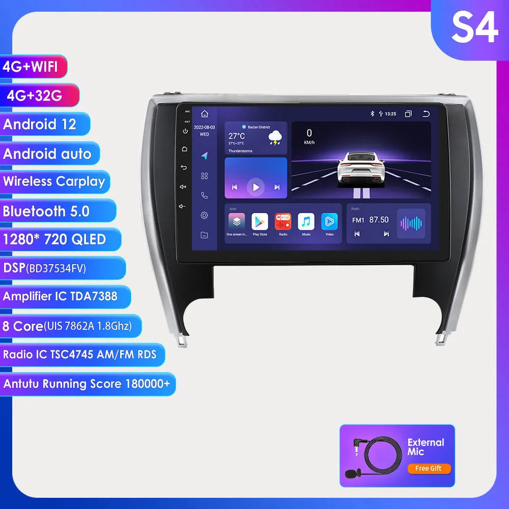 10-inch car navigator and MP5 all-in-one unit for Toyota Camry 2015 dashboard.