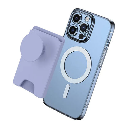 Minimalist magnetic suction phone airbag holder in black for compatible iPhone office use