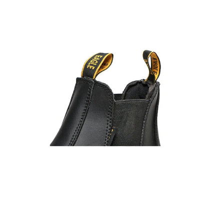 Black leather anti-piercing safety boots with high-top design for workplace protection