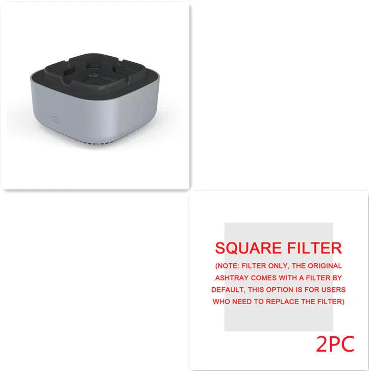 Sleek car ashtray with automatic air purifier that eliminates smoke and odors, keeping your vehicle fresh and clean.