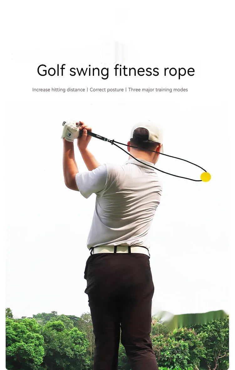 Golf swing training rope for physical correction action practice, black silicone elastic string auxiliary trainer suitable for golf and other ball sports, improves swing mechanics