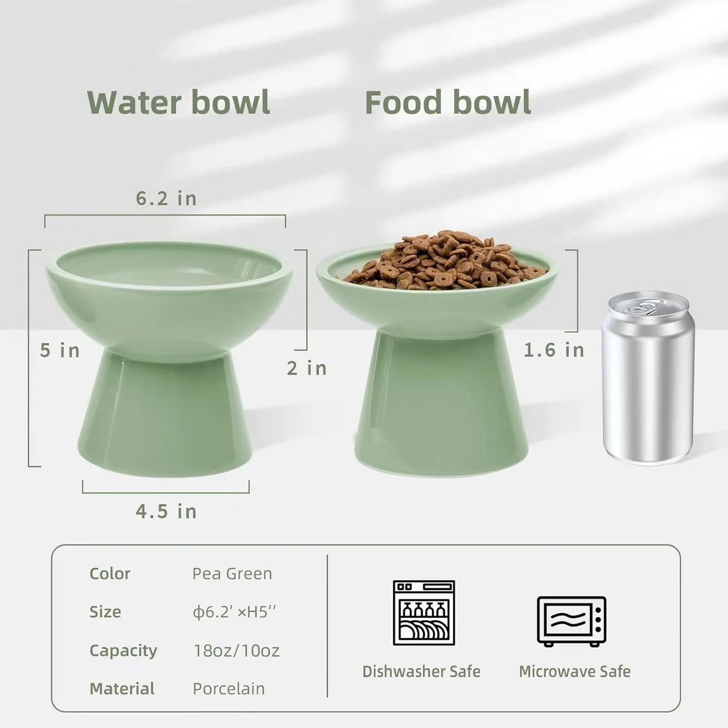 16cm extra wide elevated lead-free ceramic cat bowl for food and water