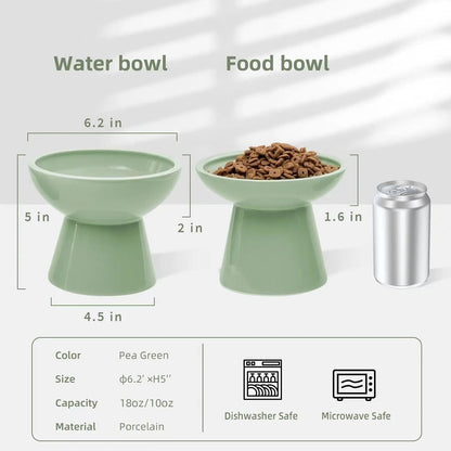 16cm extra wide elevated lead-free ceramic cat bowl for food and water