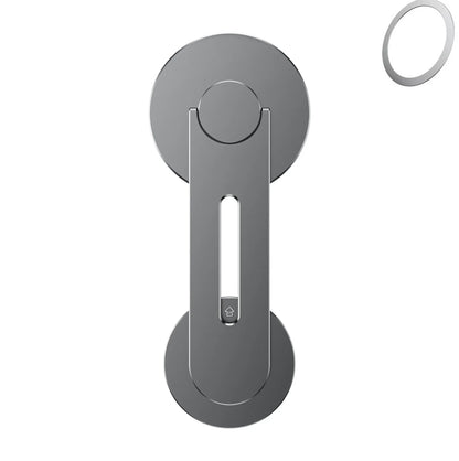 Silver aluminium alloy magnetic phone holder for Tesla vehicles showing 180-degree rotation mechanism