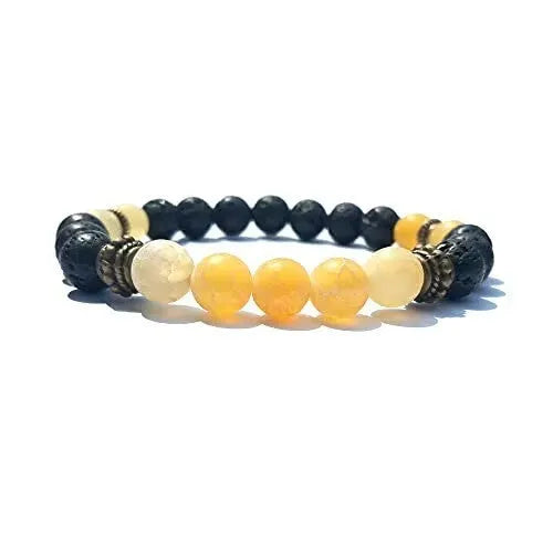 Handcrafted natural stone alloy bracelet showing tiger eye and agate components in 6cm size