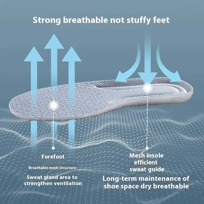 Breathable deodorant sports insoles in grey, black, or orange with high elastic PU construction and cut-to-fit sizing