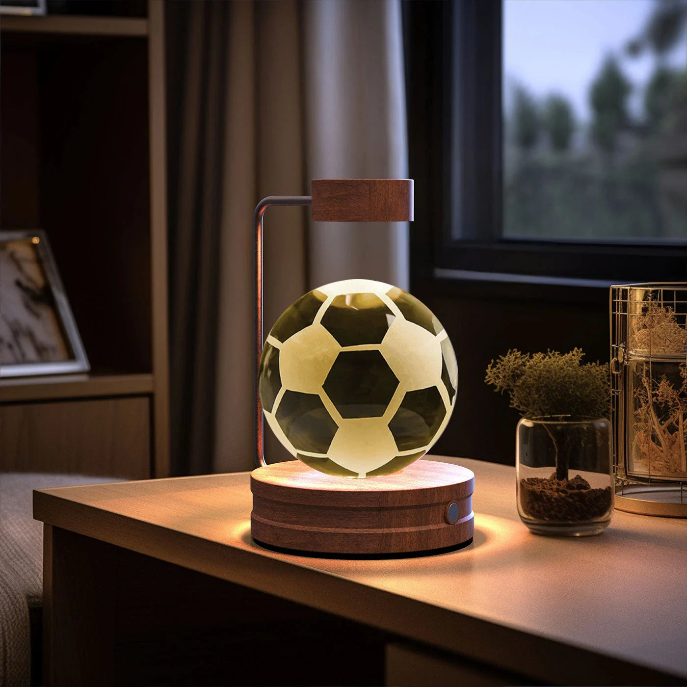 Crystal Ball Cosmic Dinosaur Indoor Night Light with USB Power and Warm Bedside Lighting
