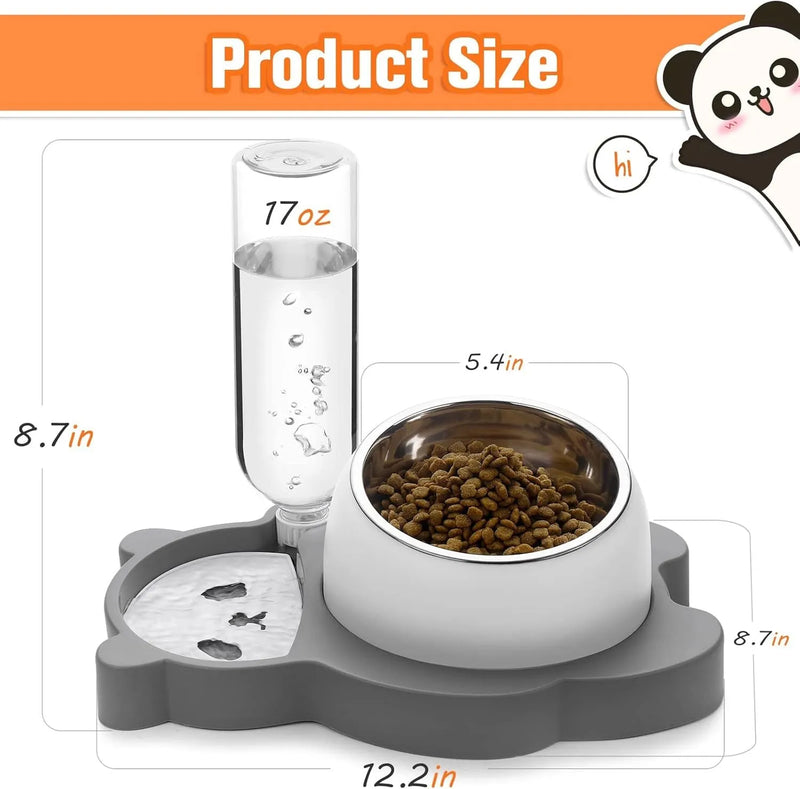 Tilted 15° Pet Feeder with Automatic Water Dispenser: A 17oz Capacity Bowl Set for Cats and Small Dogs to Reduce Neck Strain and Spills