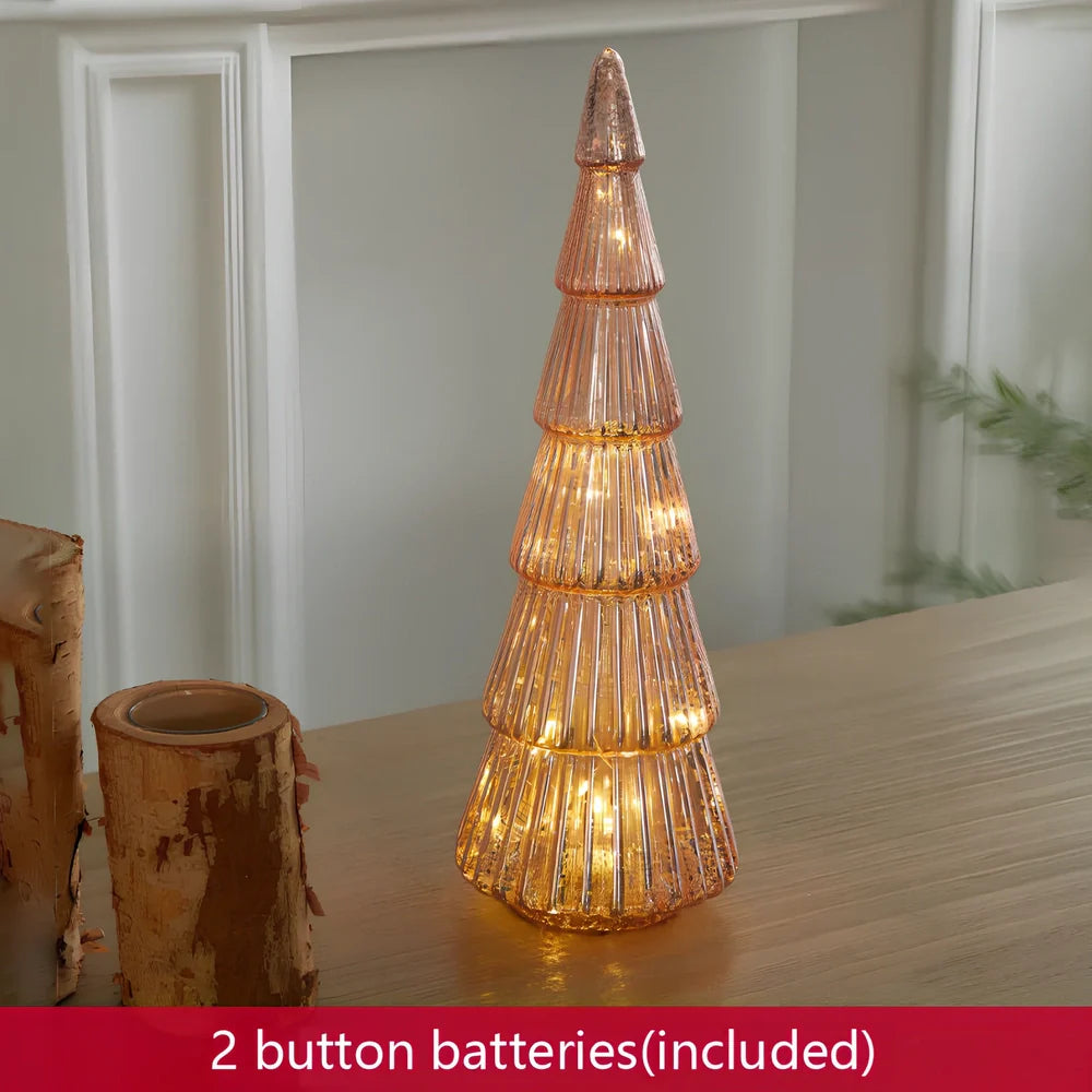 Borosilicate glass Christmas tree decoration with geometric shape and glitter accents