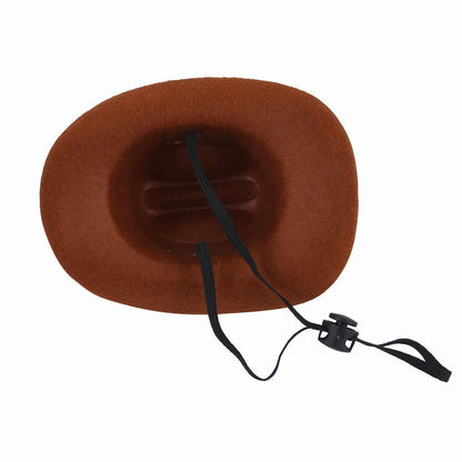 Adjustable cowboy hat for dogs in black, brown, burgundy or coffee colours
