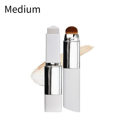Detachable makeup brush for cream stick foundation application showing removable handle design