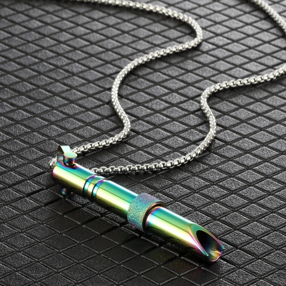 Stainless steel mindfulness breathing necklace with spinner for anxiety and panic attack relief