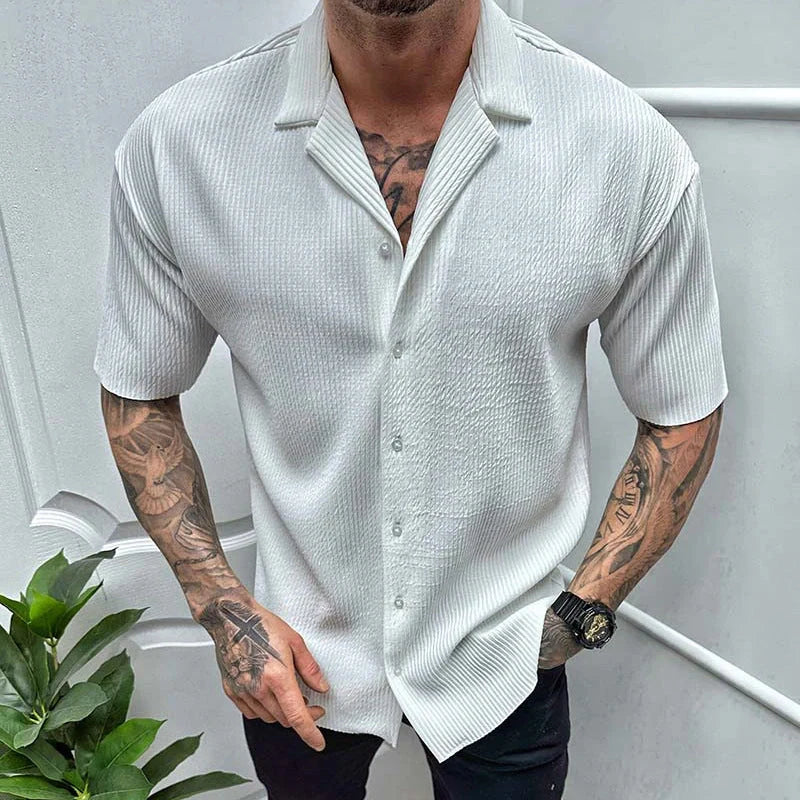 Men's stylish cotton blend short sleeve cardigan shirt in various colours