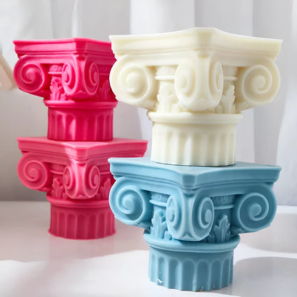 Roman pillar candle silicone mould for candles, cake, chocolate, and plaster crafts