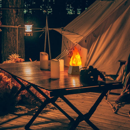 Flame-shaped solar decorative lights with gold charging base for outdoor courtyard and camping use