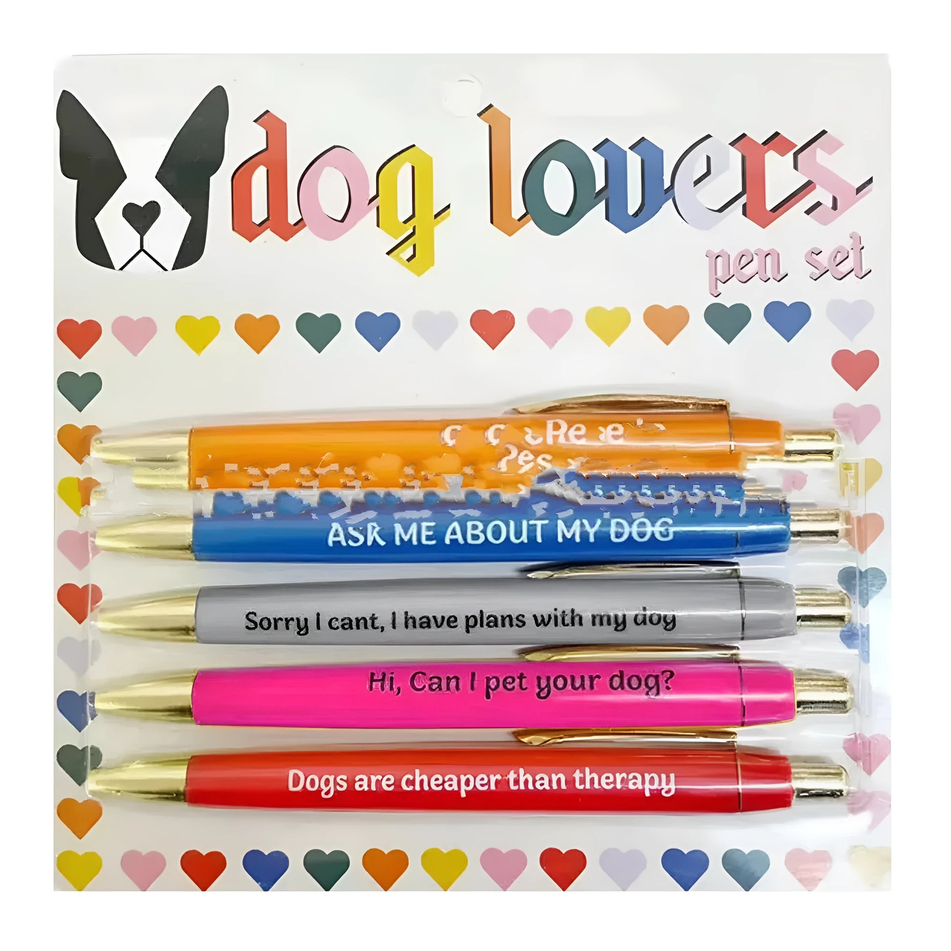 Coloured automatic pen marker set with push action mechanism and animal-themed designs