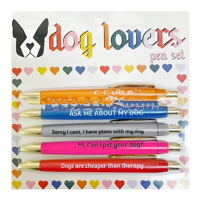 Coloured automatic pen marker set with push action mechanism and animal-themed designs
