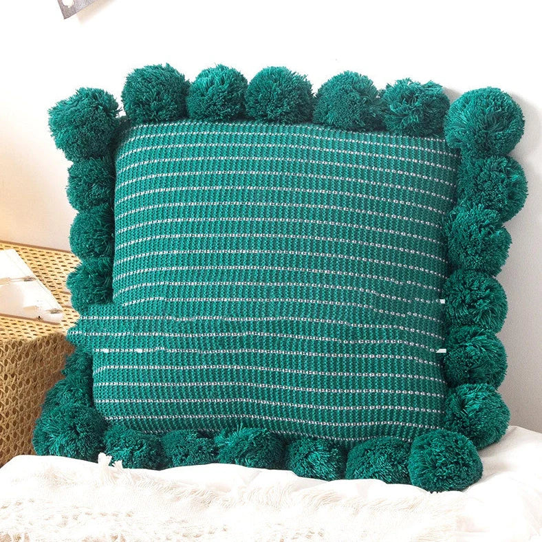 45cm square knitted throw pillow with removable cover in Nordic style