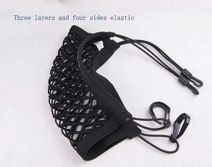 Elastic Car Pet Fence in black, high-strength nylon mesh for dog safety