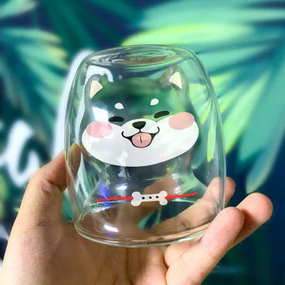 3D double-layer panda cup with skull design for wine, featuring inner Christmas tree pattern