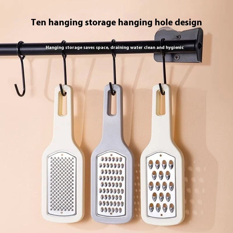3-in-1 stainless steel cheese and vegetable grater with non-slip handle