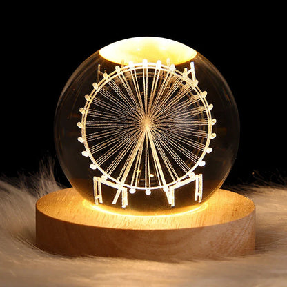 Enchanting galaxy crystal ball night light with 3D pattern, creating a mesmerizing celestial display for bedroom decor