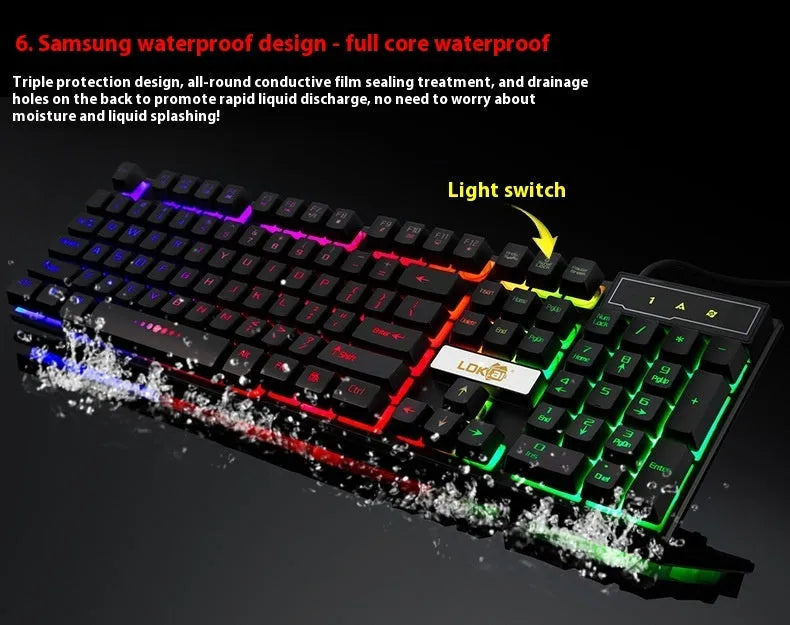 White and black glowing USB cable for gaming keyboards with RGB lighting effects
