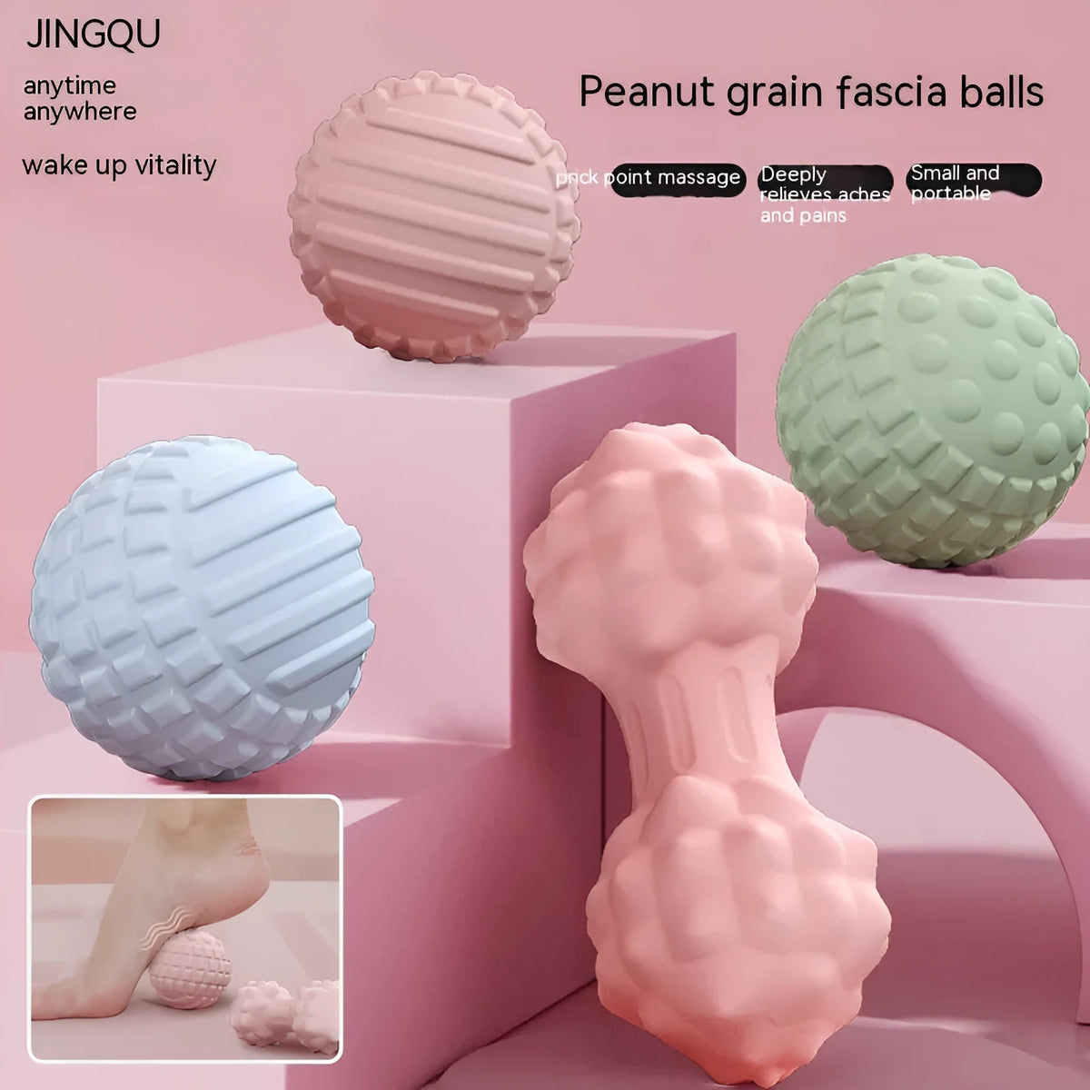 6cm pink TPR round foot massage relax yoga ball for trigger point release