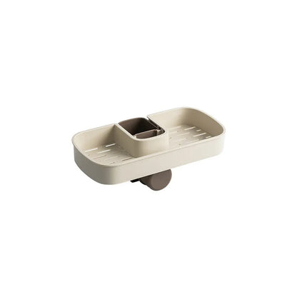 Blue adjustable sink shelf storage basket with soap sponge rack mounted on kitchen faucet
