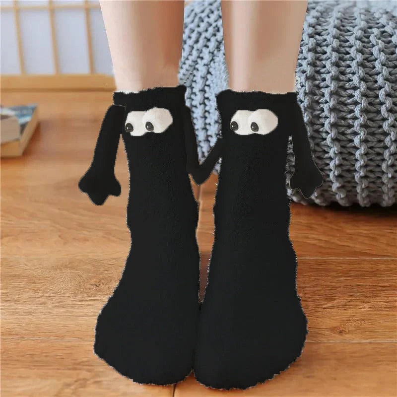 Christmas couple socks with magnetic suction feature for hand holding, in various animal patterns