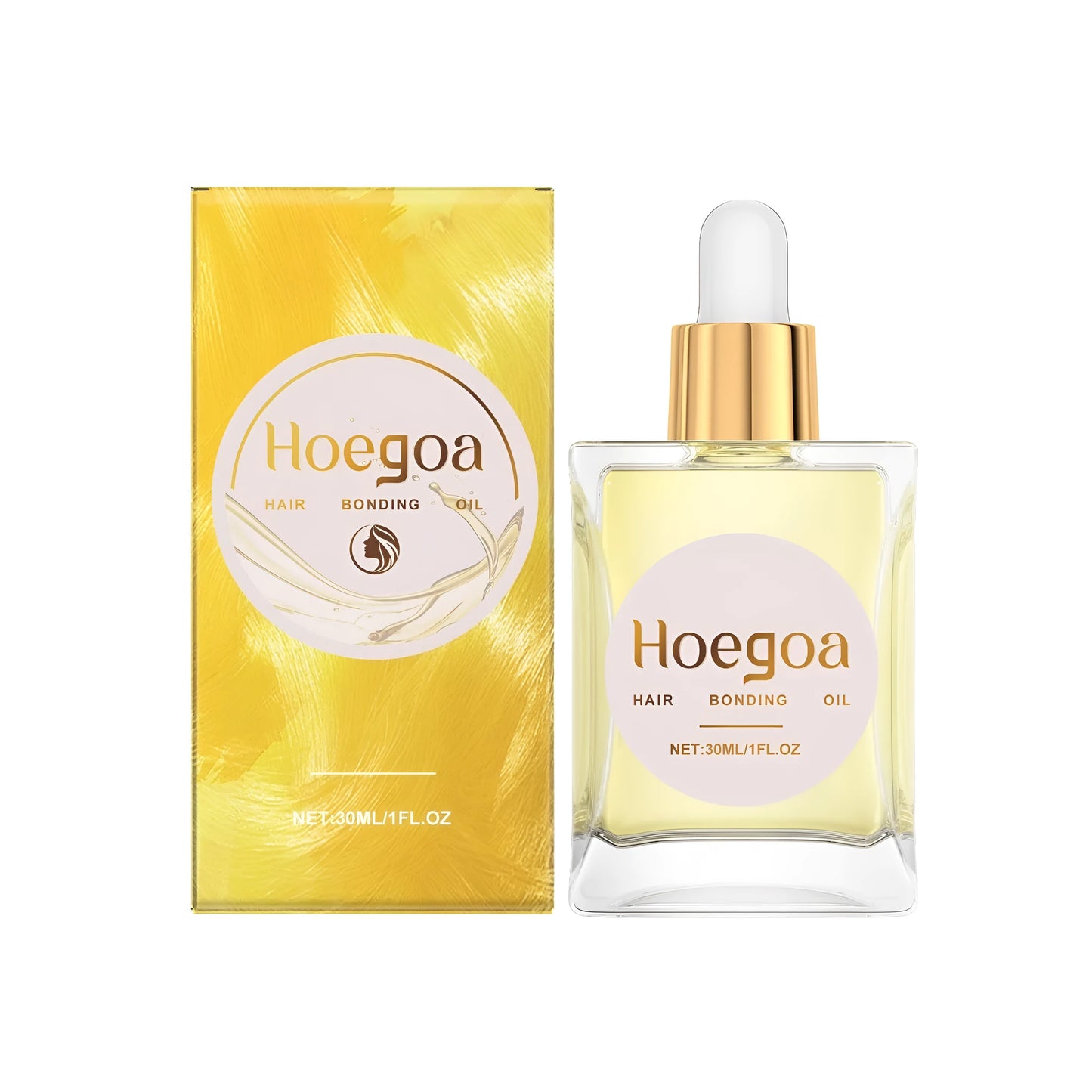 30ml bottle of hair bonding oil containing ginger root oil and rosemary leaf oil