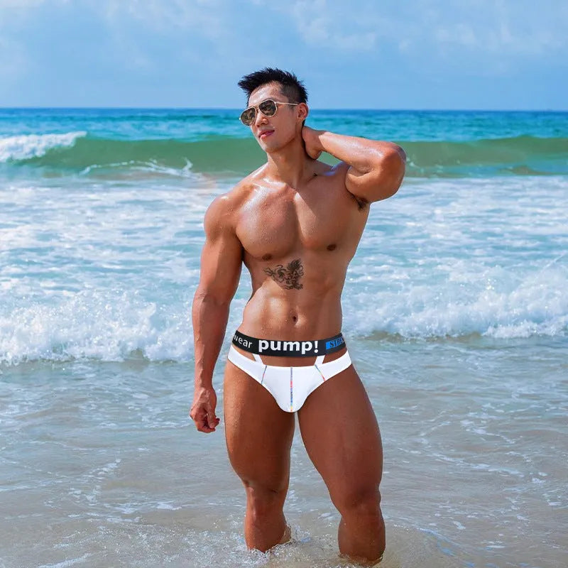 Men's solid colour low waist briefs in black and white modal fabric
