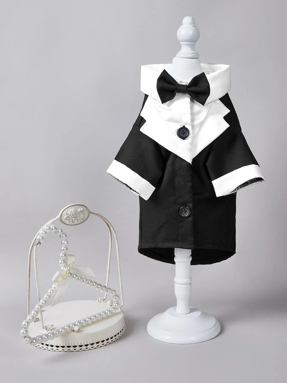 Black Chinese style four-legged dog wedding suit formal gentleman attire