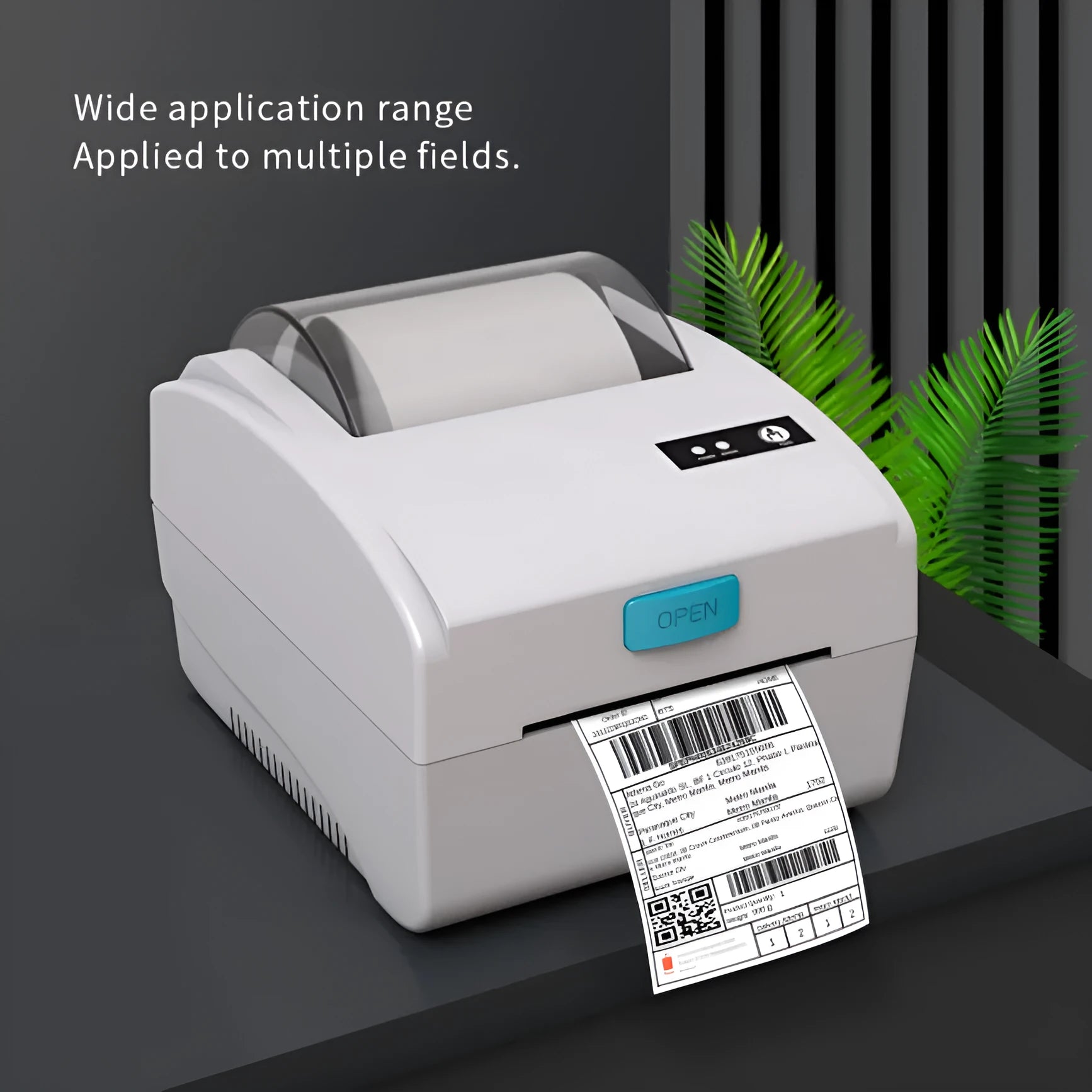 White thermal label printer with Bluetooth and USB connectivity for shipping labels