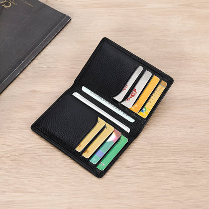 Men's black and brown genuine leather credit card holder with urban simplicity design