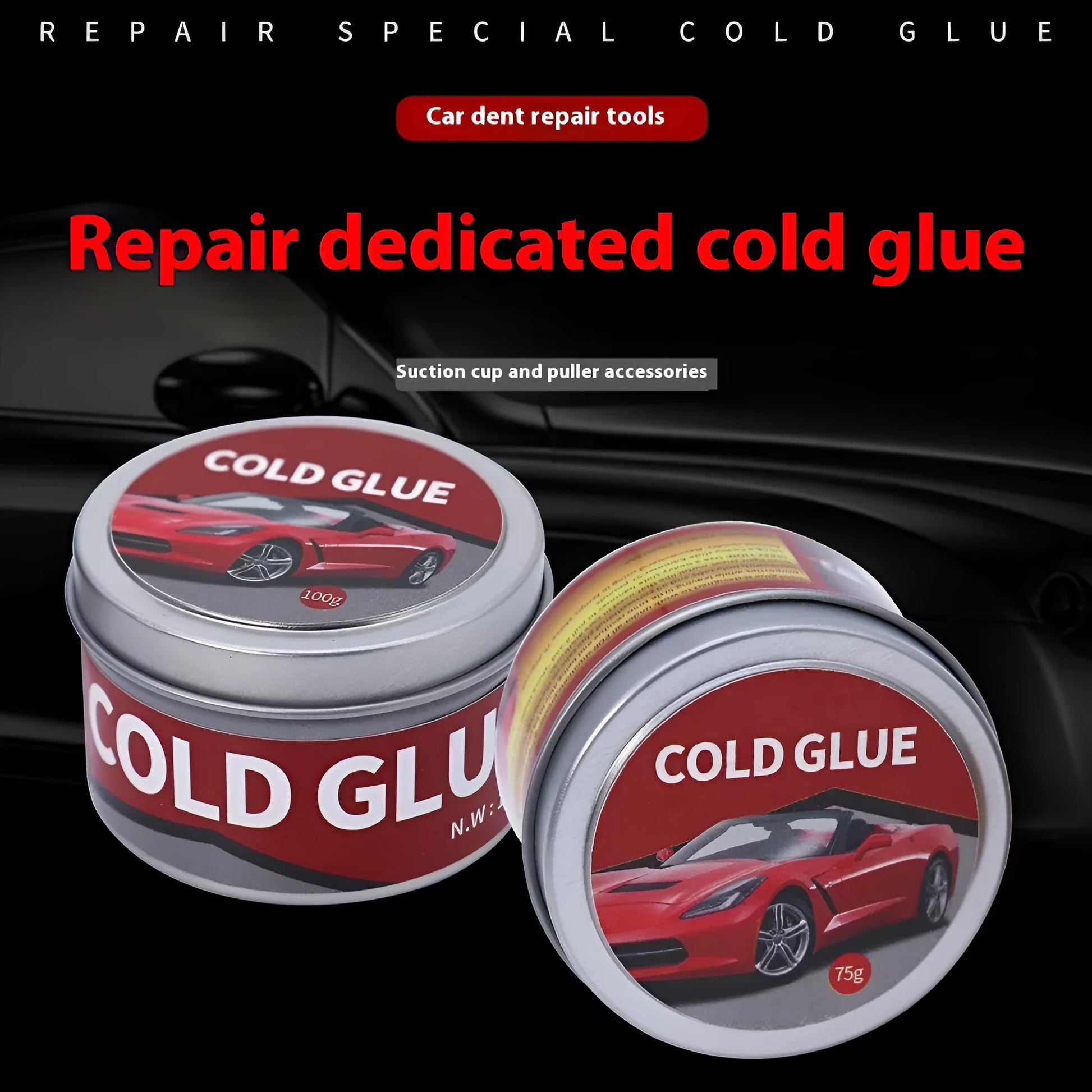 Tube of automotive cold glue for car dent repair in 75g or 100g size