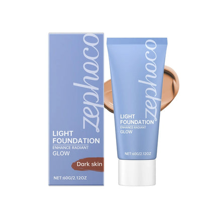 Bottle of liquid concealer foundation in ivory white shade on a neutral background.