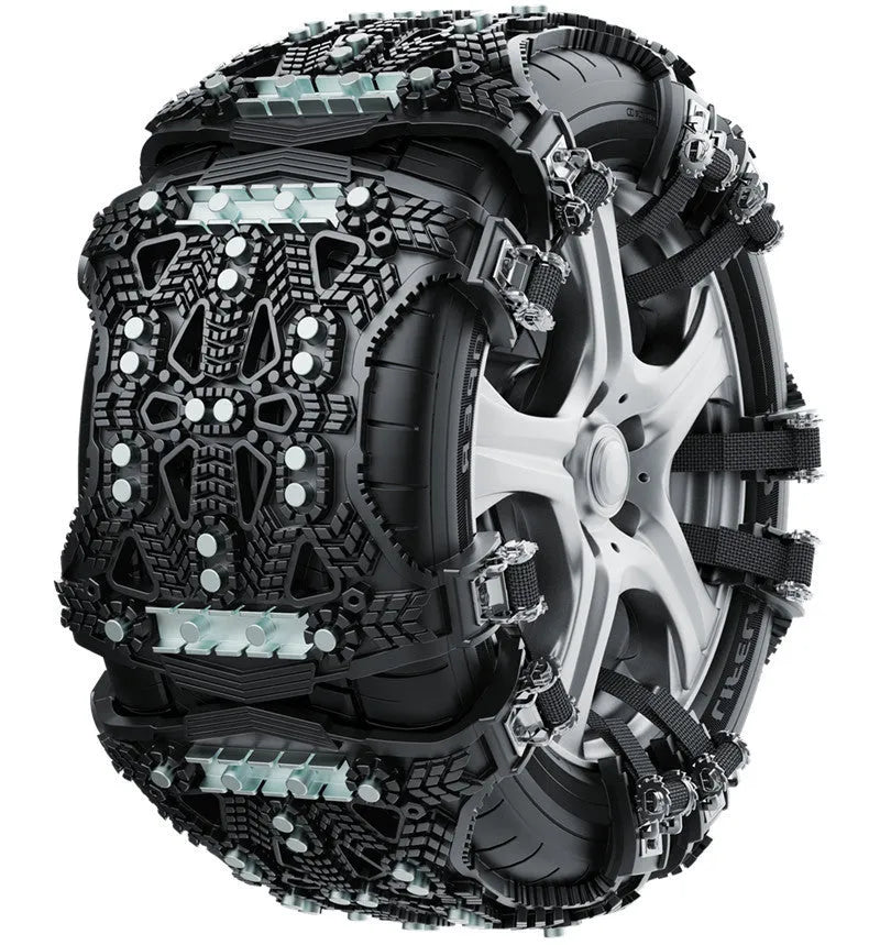 Universal steel plate gear tire chains for cars and SUVs with installation tool and accessories