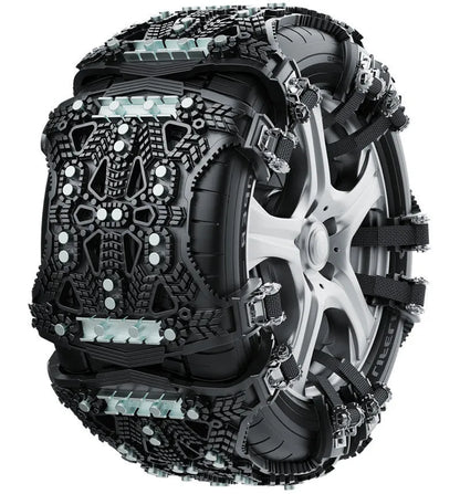 Universal steel plate gear tire chains for cars and SUVs with installation tool and accessories