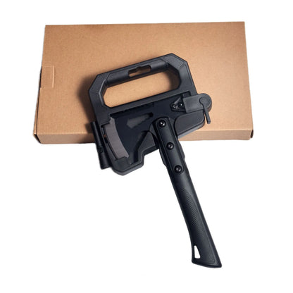Stainless steel camping axe with ABS handle showing 40cm length
