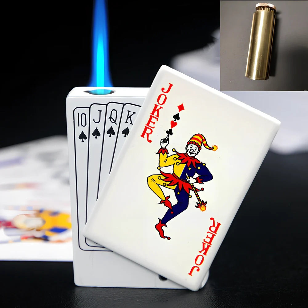 Poker gas lighter with keychain showing King card design and compact 6cm size