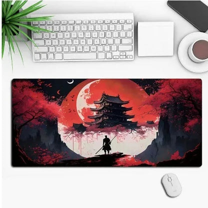 Anime-themed large black gaming mouse pad with custom graphic on a non-slip rubber cloth base.