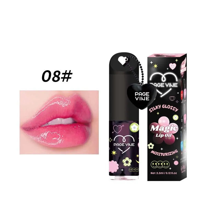 Colour-changing lip gloss with love pendant charm on applicator, from the Princess series.