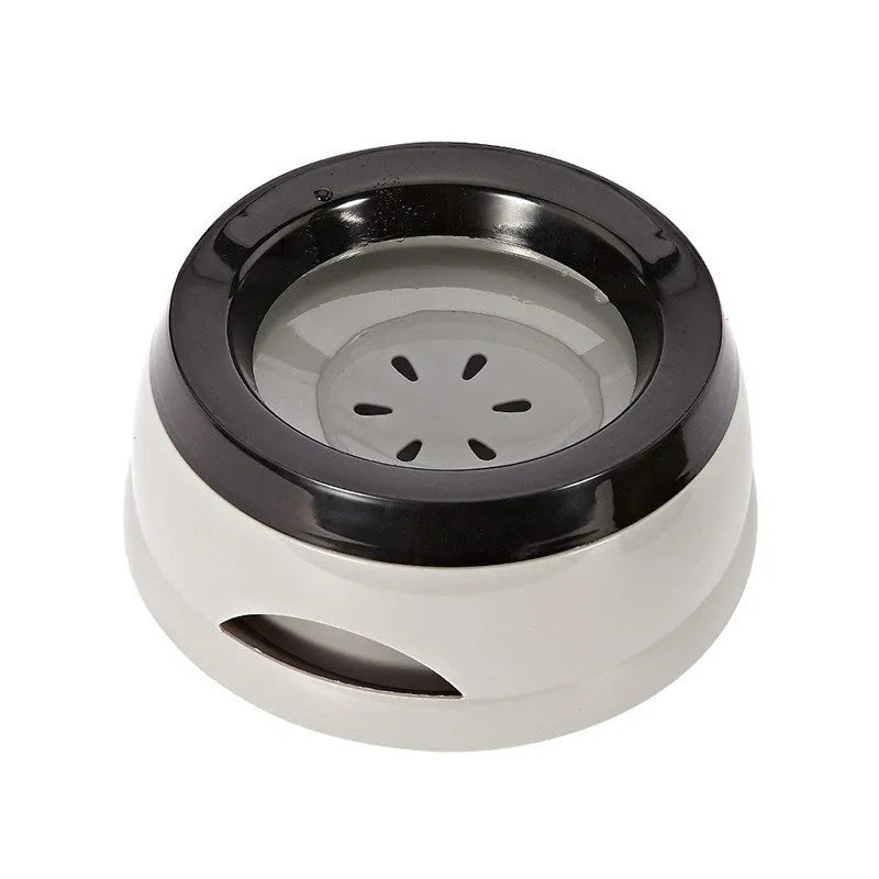 Grey floating anti-spill pet water bowl with 750ml capacity for dogs and cats